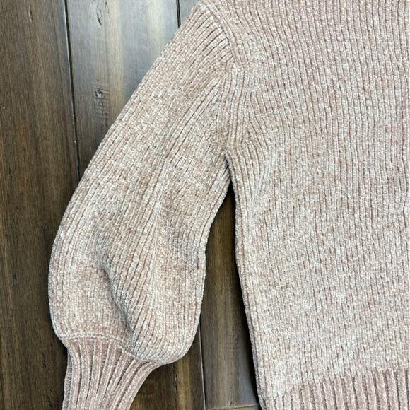 NWOT Size M Cynthia Rowley Chenille Knit Turtleneck Beige Tan Cream Sweater - Picture 7 of 13